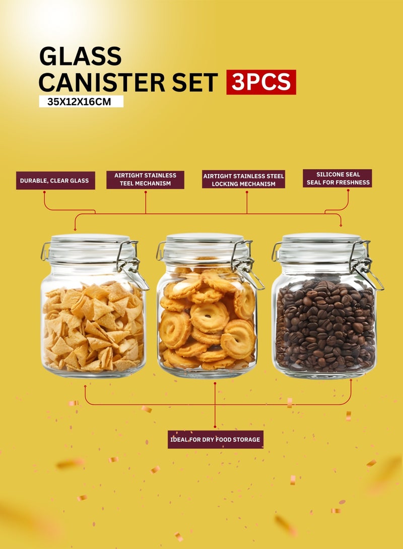 Feelings Glass Canister Set 3PCS 1000ml - Image 2